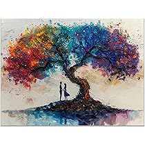 Amazon.co.jp: JOSUE 命の木 キャンバス アートパネル 絵画 抽象